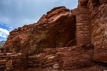Ancient ruins wall. Wupatki National Monument in Arizona