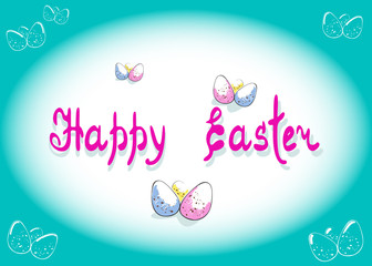 Easter Card on a Blue Background