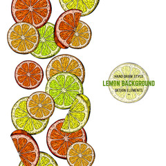 Obraz premium Hand drawn lemon. Sketch citrus.