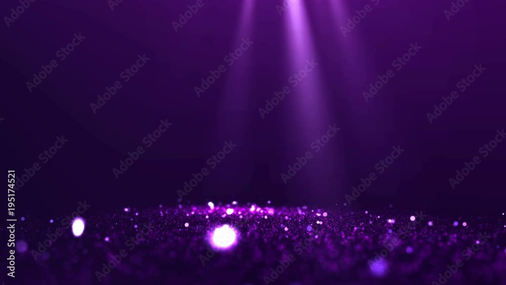 Canvas Prints purple glittering particles with spotlights and blurred background. uhd 4k seamless loop video.