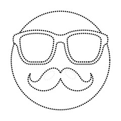 hipster emoticon mustache and glasses vintage
