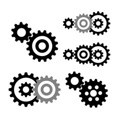 Black cogwheel vector icons on white background