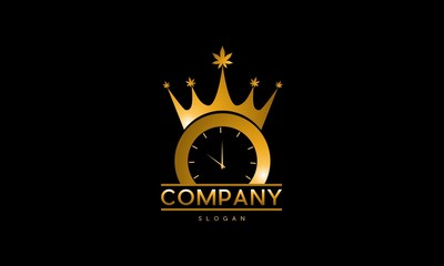 Naklejka premium Clock Golden Time Royal Creative Luxury Logo, Clock with Crown Logo Concept icon sign symbol Element Design
