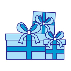 set of gift boxes with bow ribbon decoration