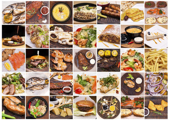 Collage of restaurant dishes