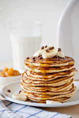 Banana And Chocolate Pancakes