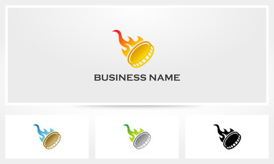 Burned Coin Flame Fire Logo
