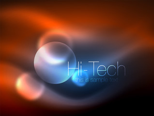 Blurred neon glowing circle, hi-tech modern bubble template, techno glowing glass round shapes or spheres. Geometric abstract background