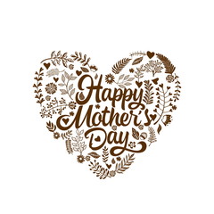 Typography and lettering with design elements and silhouettes for a happy mother's day