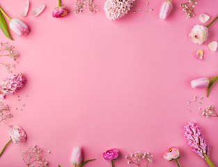 Fototapeta na wymiar Pink flowers on a pink background.