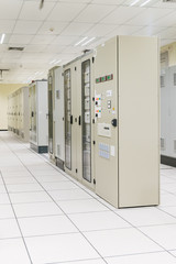 Electrical Room, medium and high voltage switcher, equipment, panel to control and protect the electrical equipment and system by fuse, circuit breaker, control panel at power plant and substation
