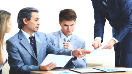 Fototapeta premium Business team interviewing young applicant