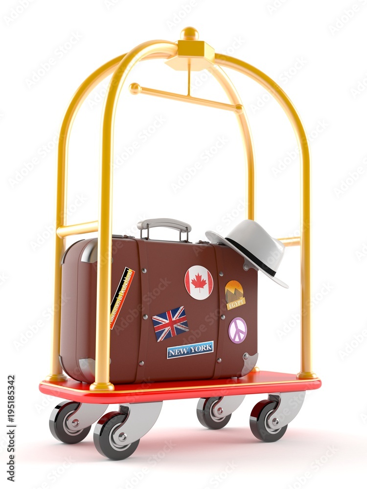 Poster Hotel luggage cart with luggage