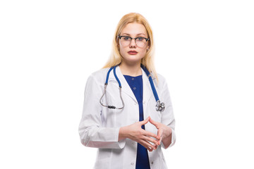 Fototapeta premium Woman doctor with stethoscope