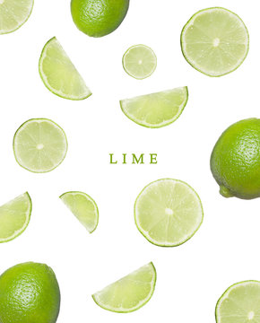 Seamless pattern with Lime. Tropical abstract concept. Fruit on the white background.