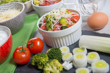 preparation of french  quiche lorraine