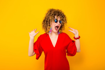 Attractive woman with short curly hair