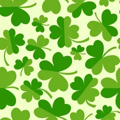 Papier Peint photo autocollant Vert Motif vert harmonieux de trèfles à quatre feuilles et d& 39 arbres. Illustration vectorielle