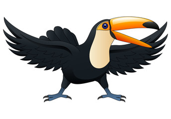 Happy cute cartoon toucan. Vector illustration