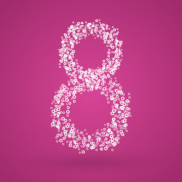 Number eight. International Women's Day. 8 March. Flat design, vector illustration