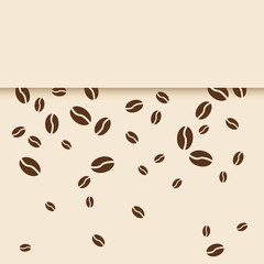 Decorative paper background with coffee beans. Place for your text. Vector illustration