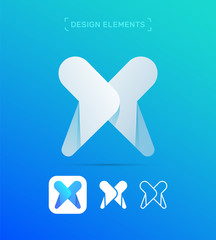 X letter icon. Vector abstract logo template. Material design, flat and line style. Application