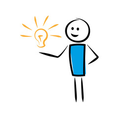 Mann hält Glühbirne