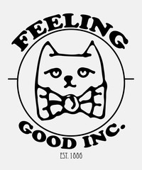 Typography slogan with cute cat vector for t shirt printing and embroidery, Graphic tee and printed tee - 195190702