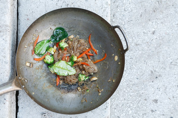 Asian food in restaurant closeup