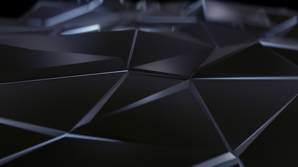 Black abstract low poly triangle background