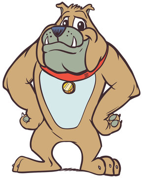 Friendly Cartoon Bulldog Mascot with Hands on Hips