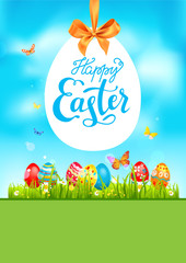 Green Bright blue easter card