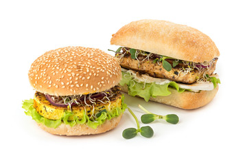 Vegetarian sandwiches on white