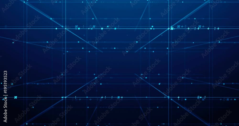 Poster digital grid and number in virtual space ,represent data connections and global network concept,4k s