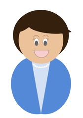 Mulher com cabelo curto e roupa azul