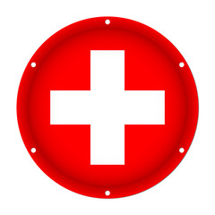 round metallic flag - Switzerland with screw holes