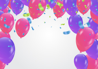 vector party background with confetti and balloons