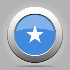 Flag of Somalia. Metal gray round button.