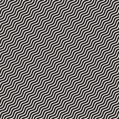 Fototapeta premium Vector Seamless Black and White Hand Drawn Wavy Lines Pattern