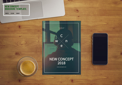 Brochure Layout with Green and Gray Elements 1