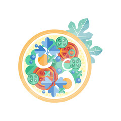 Fresh vegetable salad with egg vector Illustration on a white background