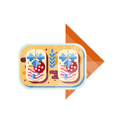 Sandwich, bread with sausage and ham vector Illustration on a white background