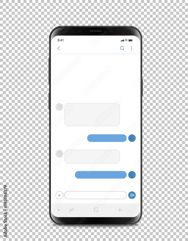 Poster modern smartphone with blank chat interface. layered and detailed mockup