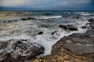 Western Kazakhstan. Novice storm on the Caspian sea.