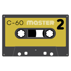 Old fashion cassette tape design, retro technology illustration.