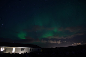 Fototapeta na wymiar Iceland Aurora Northern Lights and star from near Blue lagoon