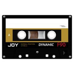 Audio cassette tape illustration isolated on white.