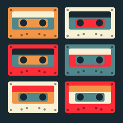 Retro feel audio cassettes set, authentic design.