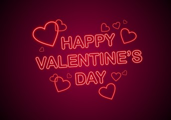 Happy Valentines day card neon style background