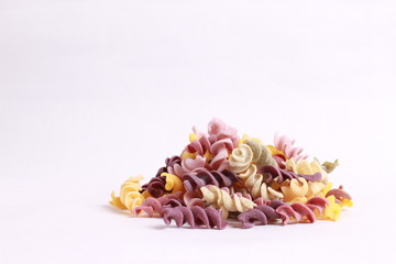 mixed vegetable pasta isolated on white background